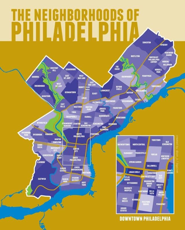 Karte der Stadtteile von Philadelphia