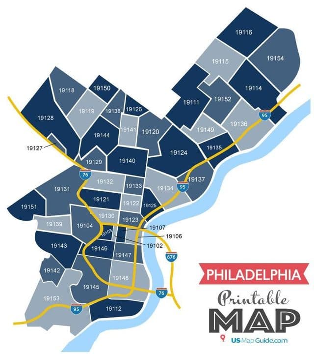 Philadelphia Postleitzahlenkarte