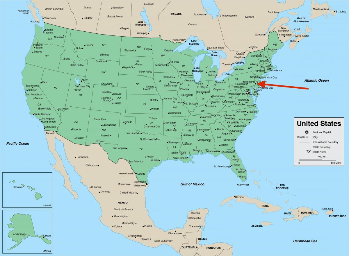 Philadelphia in Pennsylvania - USA-Karte